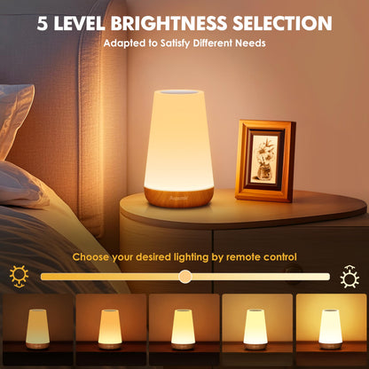Auxmir Night Light, LED Touch Bedside Table Lamp, Remote Control Dimmable Light with RGB Color Changing, USB Rechargeable, Portable Lamp for Children, Kids, Bedroom, Living Room, Camping