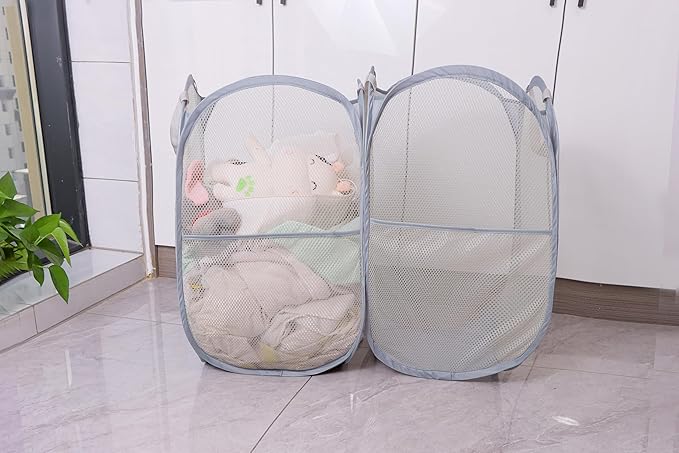 Foldable Mesh Popup Laundry Hamper, Laundry Basket Easy to Open and Fold
