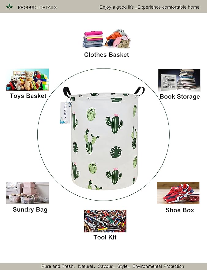 Round Fabric Storage Bin, Decorative Basket, Organizer Basket