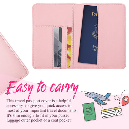 Frienda 2 Pieces Bridal Passport Covers Holder Travel Wallet Passport Case, Blue and Pink, Classic
