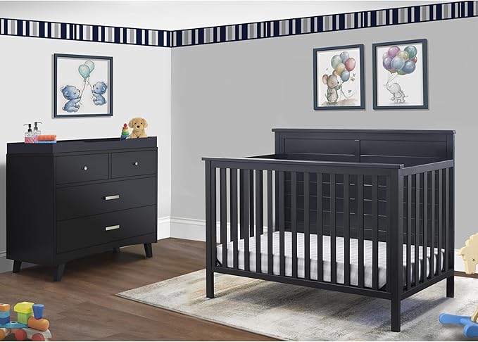 Sorelle Furniture Ashley Crib, Classic 4-in-1 Convertible Pannel Crib, Baby