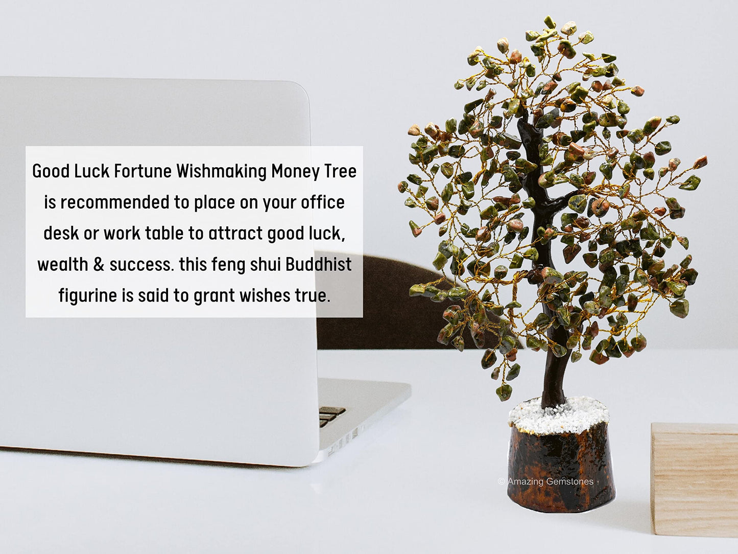 Unakite Natural Healing Premium Crystal Bonsai Feng Shui Fortune Money Tree of Life for Home Office Decor (Gift Box Ready,10-12 Inch)