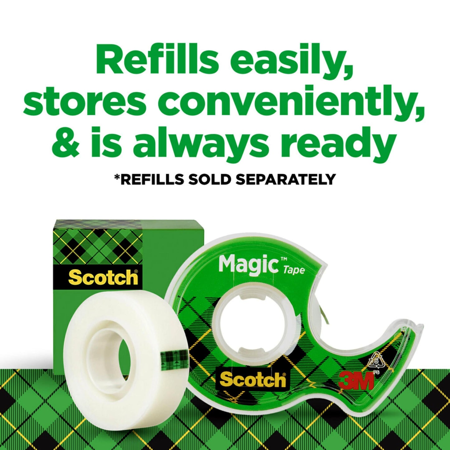 Scotch Magic Tape, Invisible, Holiday Supplies and Gift Wrap Tape, 3 Rolls with Dispensers, Great for Christmas Crafts