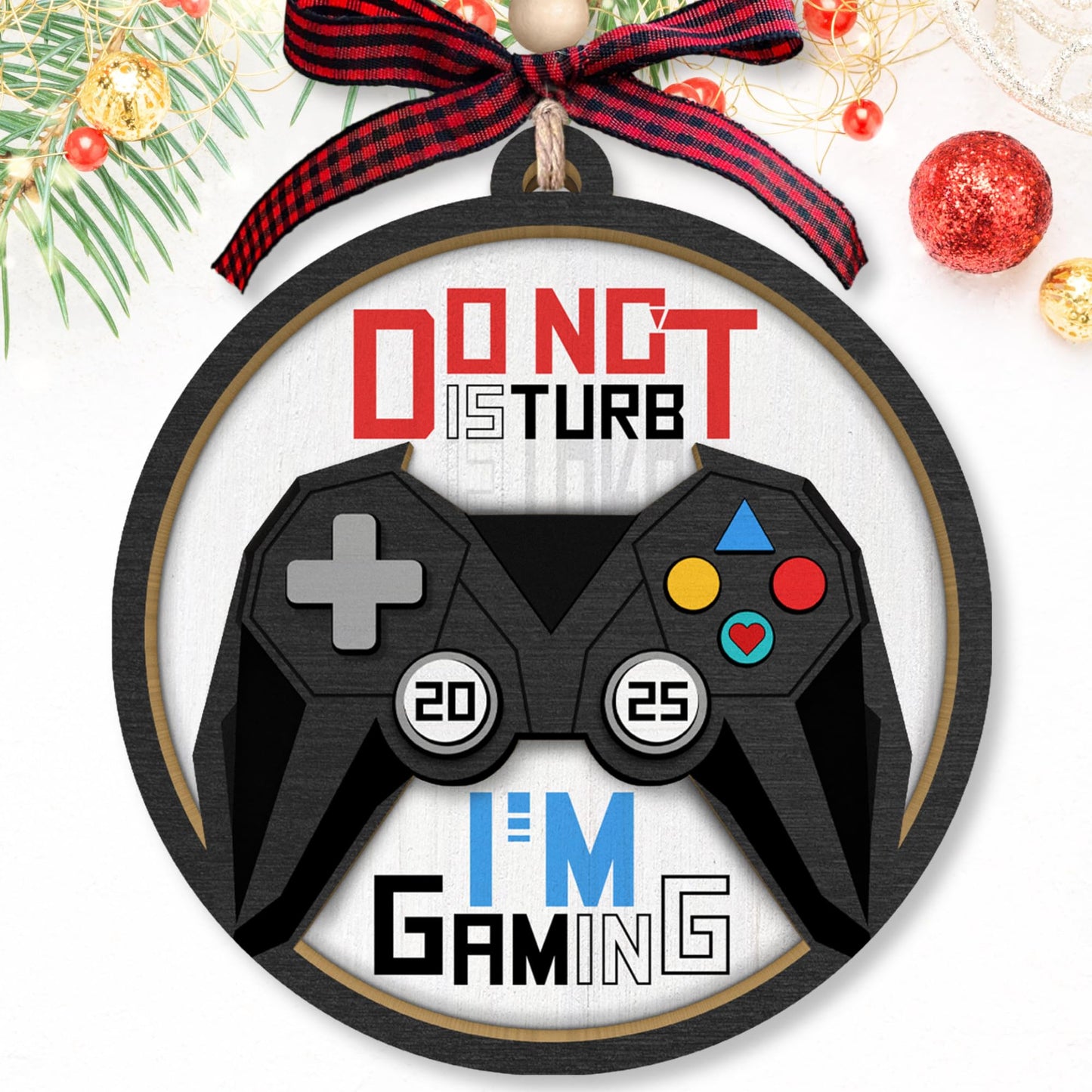 TUMSHANIP Video Game Ornaments - Gaming Ornaments for Christmas Tree - Gamer Video Game Christmas Ornament for Teen Boys, Men - Gamer Gifts for Men - Wood Gaming Ornament 2025