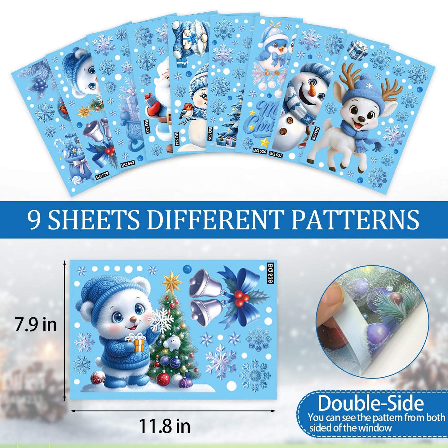 231PCS Christmas Window Clings for Glass, Cute Santa Claus Gingerbread Man Snowman Stickers Xmas Window Decals for Wtiner Christmas Holiday Party Home Office Classroom Decorations