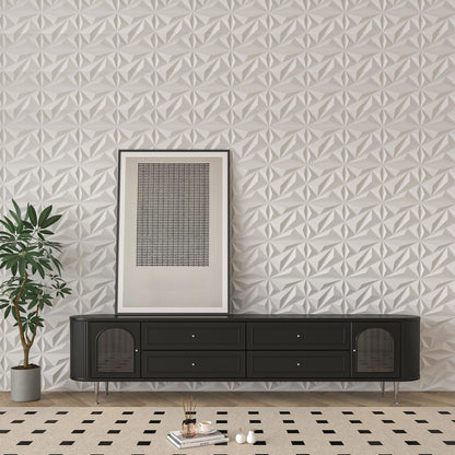 Art3dwallpanels 33 Pack 3D Wall Panel Diamond for Interior Wall Décor, PVC Flower Textured Wall Panels for Living Room Lobby Bedroom Hotel Office, White, 12''x12'' Cover 32.Sq.Ft.