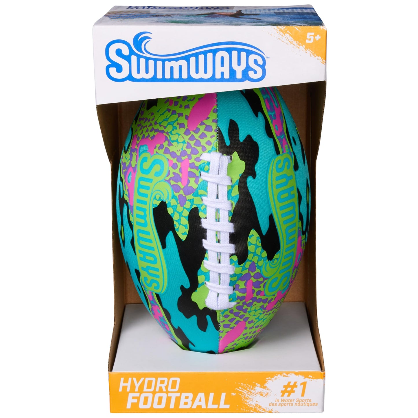 SwimWays Hydro Waterproof Football, Outdoor Games for Adults and Kids, Swimming Pool Accessories and Pool Party Games,9.25 Inches, Blue