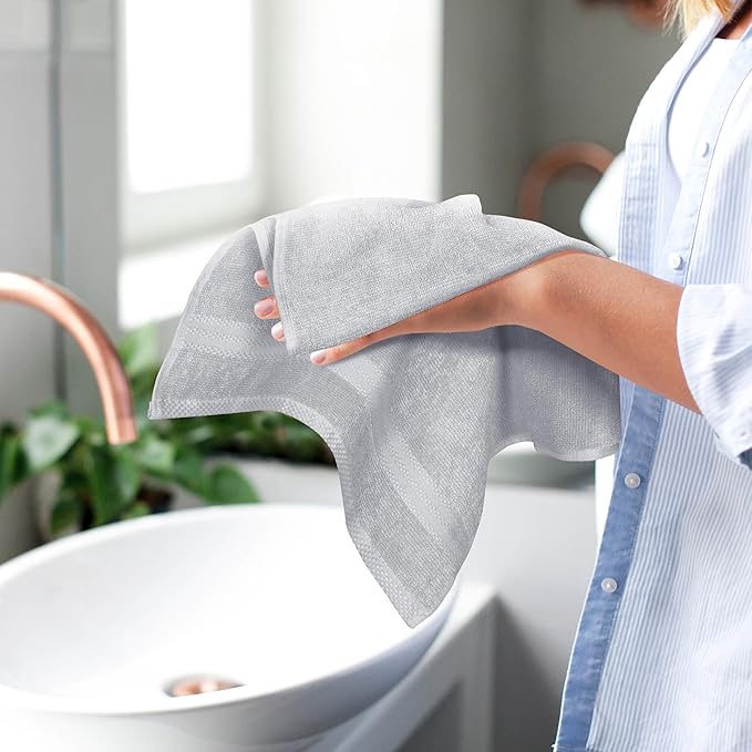 GLAMBURG Ultra Soft 6-Piece Hand Towel Set 16x28-100% Ringspun Cotton