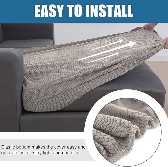 Smiry Waterproof Couch Cushion Covers, Stretch Jacquard Sectional Couch Covers