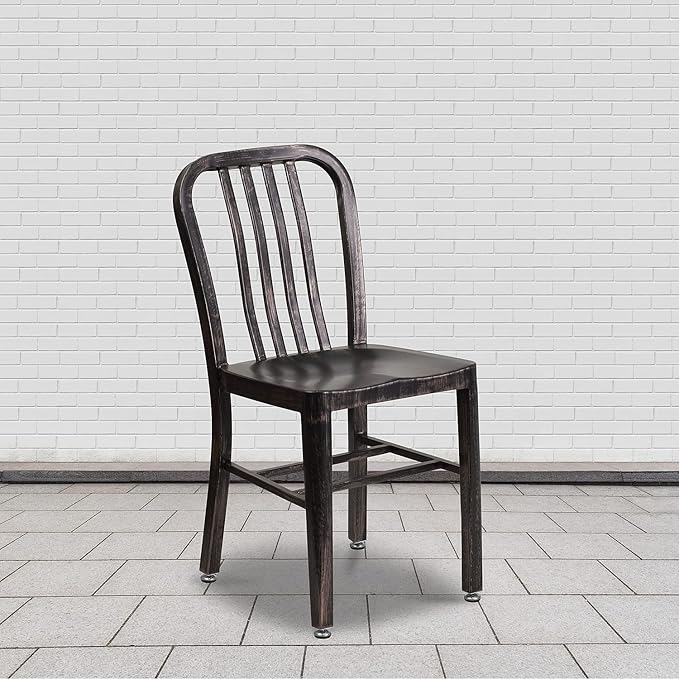 Flash Furniture Gael Commercial Grade 2 Pack Black-Antique Gold Metal