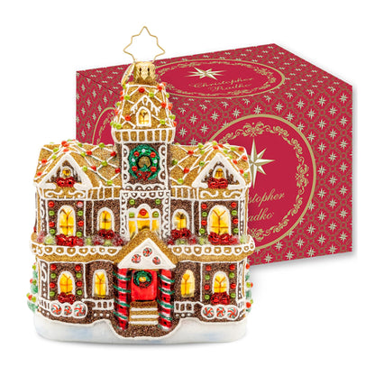 Christopher Radko Hand-Crafted European Glass Christmas Tree Decorative Ornament, Gingerbread Manor
