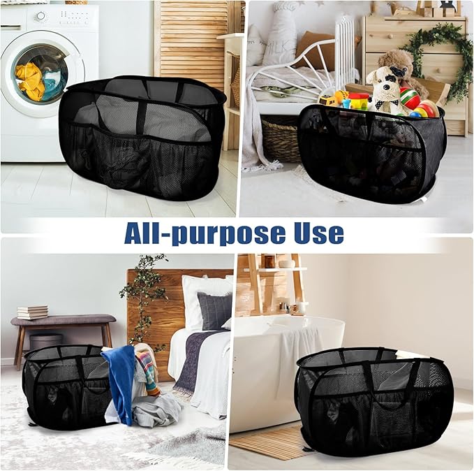 2 Pack Collapsible Laundry Baskets, Upgrade Pop Up Laundry Hamper