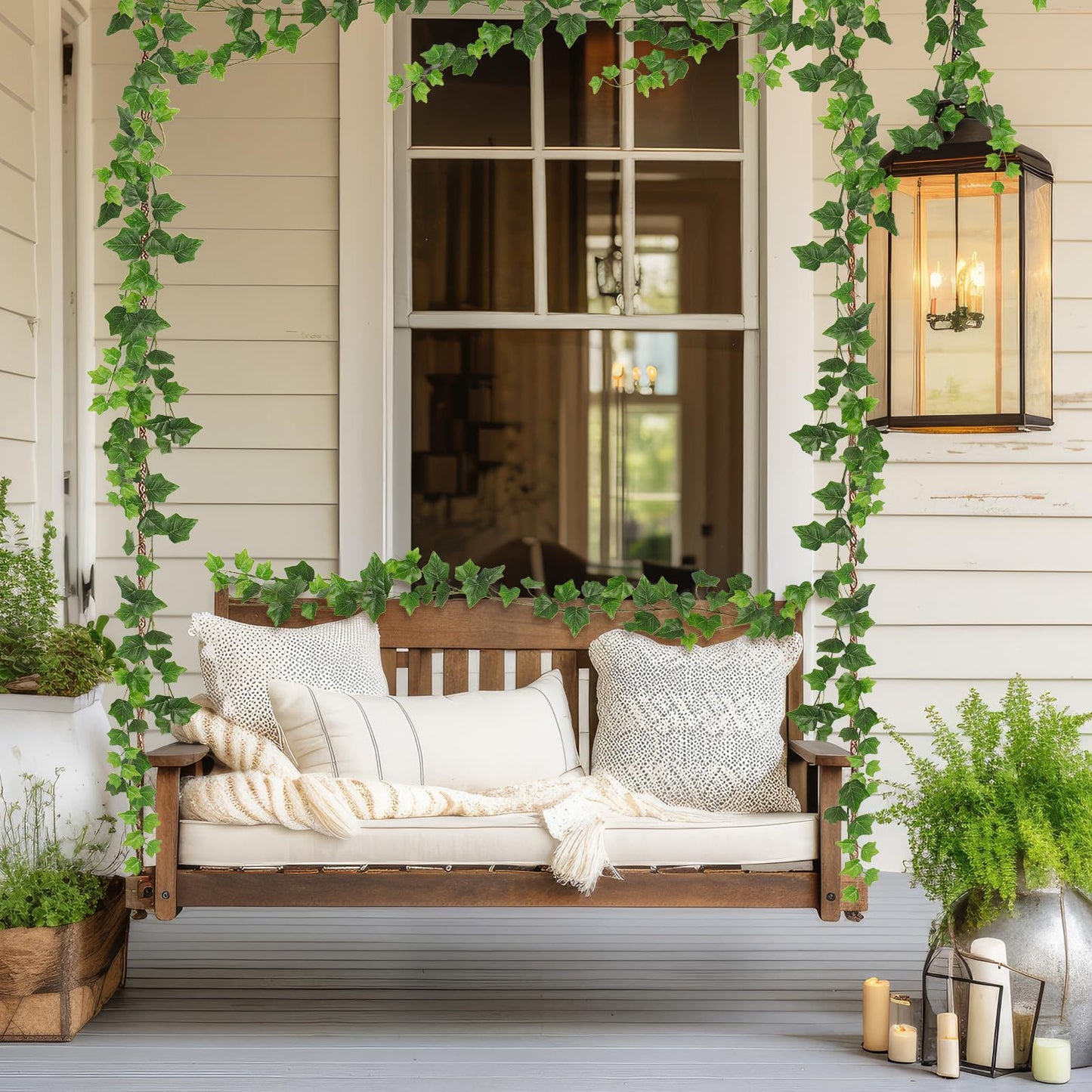 RECUTMS Artificial Ivy Vines Ivy Garland 2Pcs 74.8inch Fake Vines Hanging Plants with Silk Leaves Greenery Spring Decor for Indoor Outdoor Wedding Home Kitchen Garden Office