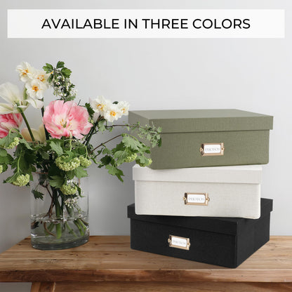 ZICOTO Decorative Photo Storage Box - Sturdy Linen Photo Organizer with Dividers is Perfect to Store Up to 1700 Pictures and 4x6 Photos - Portable Scrapbook Storage Containers with Lid