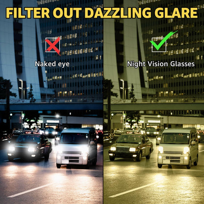 Myiaur Polarised Night Driving Glasses for Women Yellow Lens Night Vision Anti-Glare Headlight Glasses for Nighttime/Rainy/Foggy Stylish Square