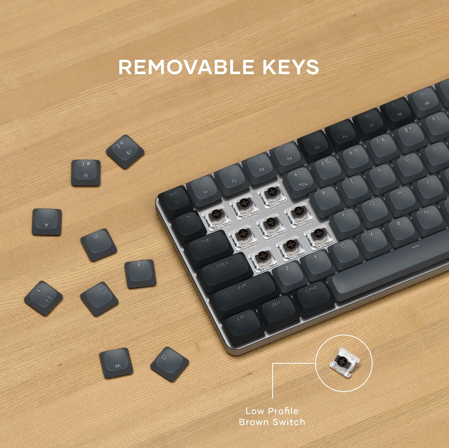 Satechi SM3 Mechanical Keyboard for Mac and Windows, 108 Keys Full Size with White LED Backlit, Wired and Bluetooth for Mac and Windows - Dark Gray/Gray
