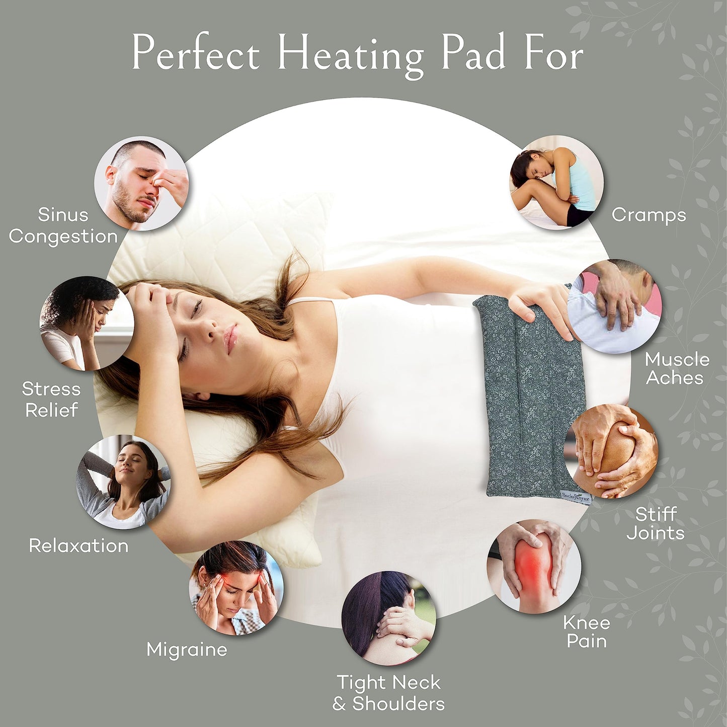 SacksyThyme Microwave Heating Pad for Cramps, Back, Neck, Shoulders, Leg Pain - Reusable Heat Pack, Hot Moist Microwavable Therapy Pack - Unscented Flaxseed Hot Compress Made in USA (Size: 12" x 7")