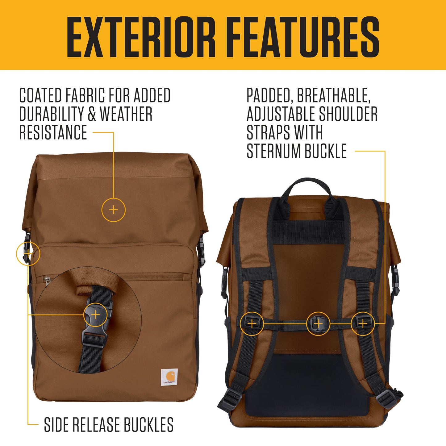 Carhartt Thick Foam Fully Insulated Cold Front Coolers, Premium Ice Retention, Durable Water Resistant Material W/Front Zippered Pocket, 30 Can Cooler Backpack, Tarmac