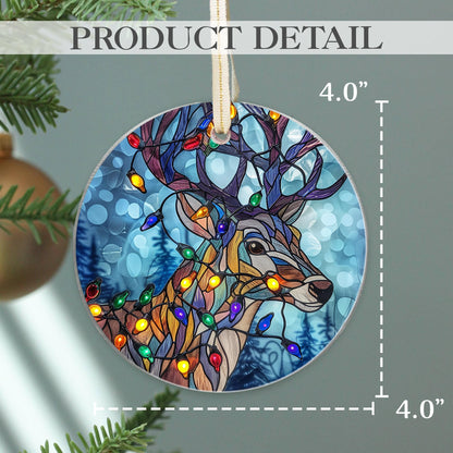 Fastpeace Reindeer Acrylic Ornament - Stained Glass Style Reindeer Decoration Hanging for Family