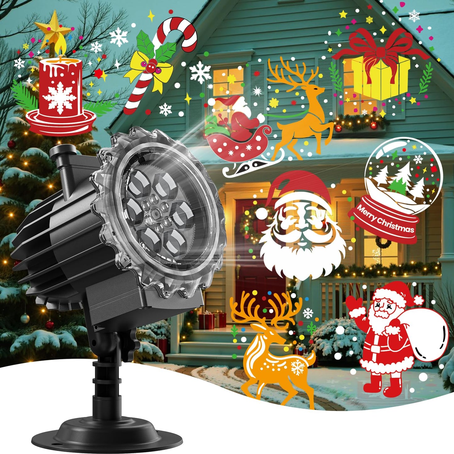 PEAKCLOUDS Independence Day Projector Lights Outdoor and Indoor Waterproof for 4th Jul, Valentine’s Day,Christmas, Halloween, Easter, Thanksgiving, New Year & Birthday