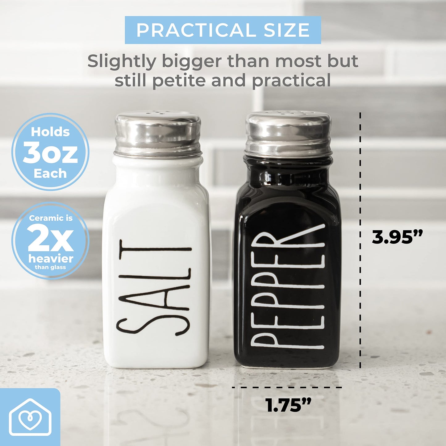 Heartland Home Ceramic Salt and Pepper Shaker Set and Porcelain Nesting Spoon Rest Set