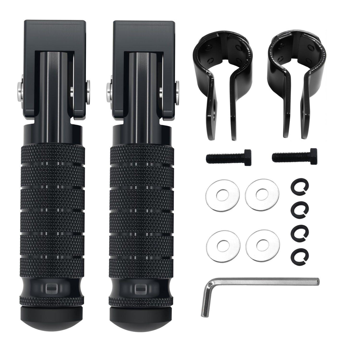 M8 Anti-Skid CNC Universal Motorcycle Foot Pegs Degree Foldable Footpegs Footrest,Upgrade Passenger Pedal For Mini Bike Dirt Pit Bike Electric Car Motorbike Honda Suzuki Yamaha Kawasaki(Black)