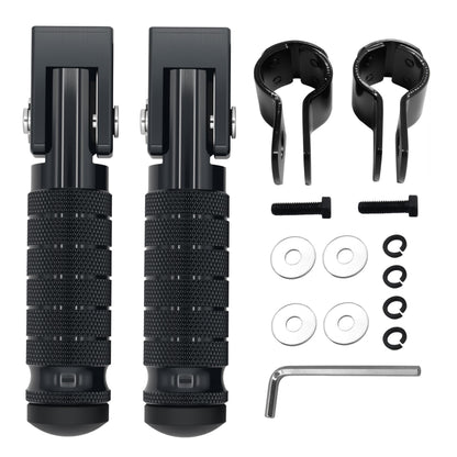 M8 Anti-Skid CNC Universal Motorcycle Foot Pegs Degree Foldable Footpegs Footrest,Upgrade Passenger Pedal For Mini Bike Dirt Pit Bike Electric Car Motorbike Honda Suzuki Yamaha Kawasaki(Black)
