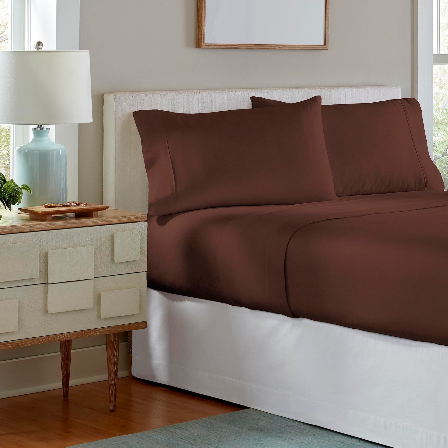 Pointehaven Heavy Weight 100-Percent Cotton Flannel Twin Sheet Set, Chocolate