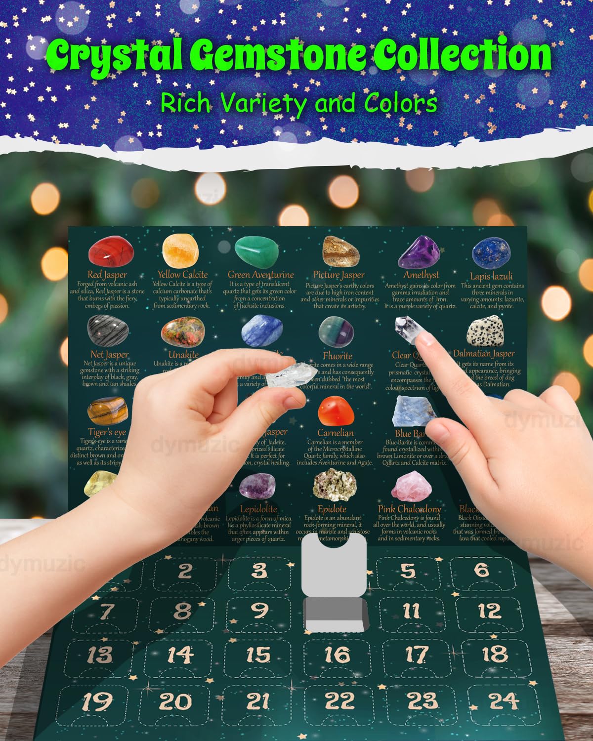 Crystal Advent Calendar 2025, 24 Kinds of Crystals and Geographic Gemstone Rock Advent Calendar 2025 Adult, Kids, Boys, Girls, Teen Girls, Women Healing Crystal Christmas Advent Calendar