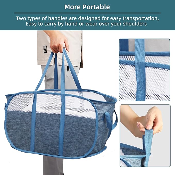 Collapsible Laundry Baskets, Tear Proof Pop Up Laundry Hamper