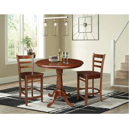 International Concepts 36" Solid Wood Round Top Dining Table in Espresso