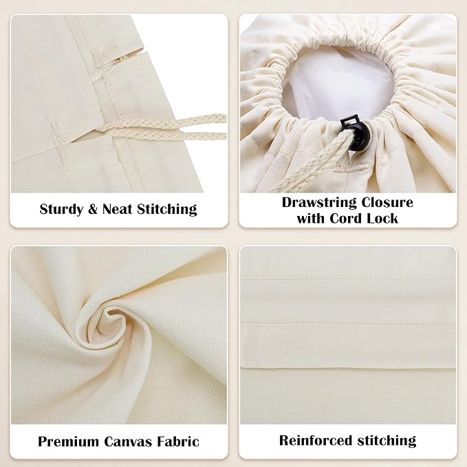 Canvas Laundry Bag with shoulder Strap 24"W x 29"H, Large Drawstring Dirty
