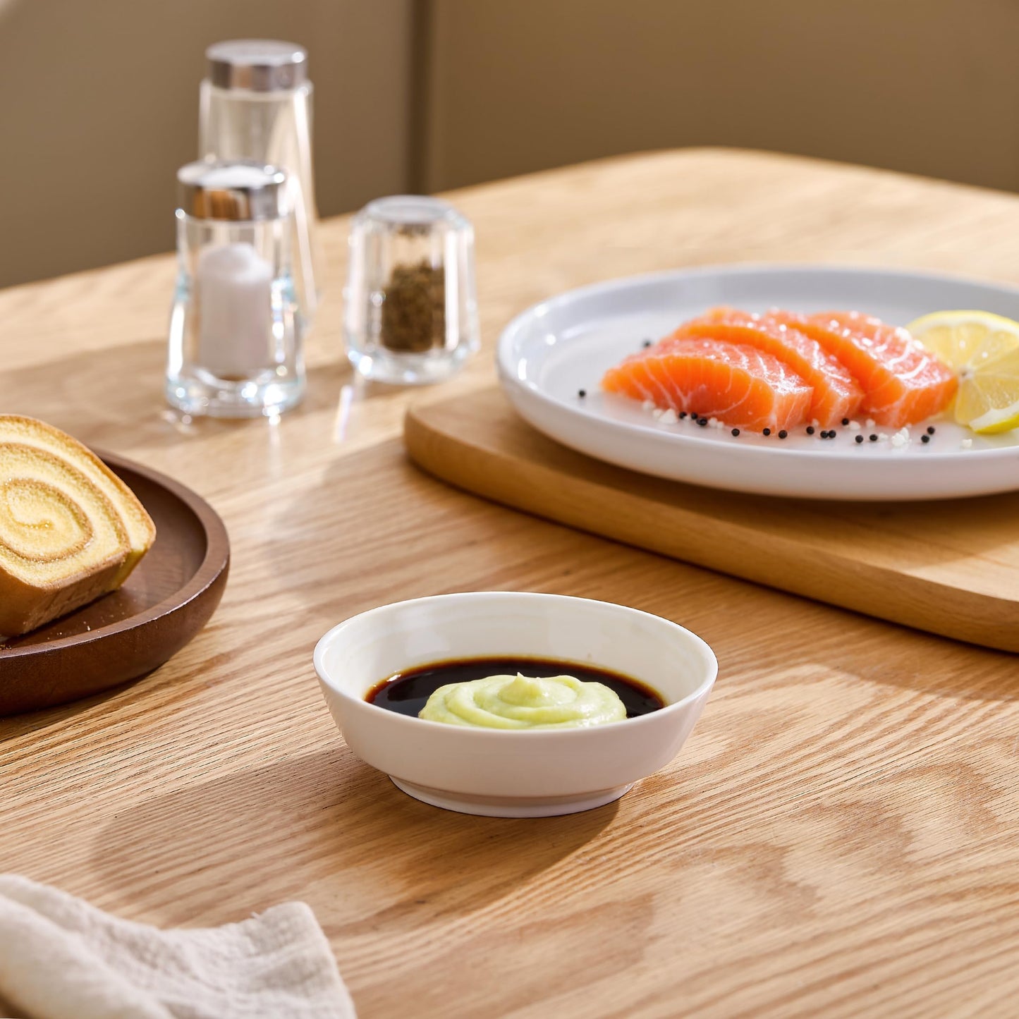 keramwerk Dipping Bowls, Soy Sauce Dishes, 4 OZ Small Serving Bowls & Appetizer Plates Set of 6, Ceramic Ramekins for Sushi, Condiment, Ketchup, BBQ Party, 4 Inch
