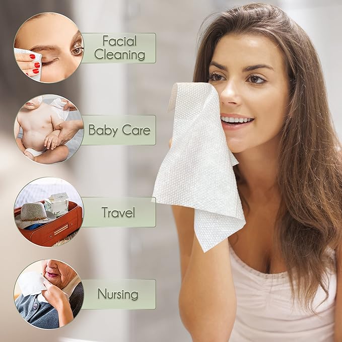Disposable Face Towel Biodegradable Large Dry Face Wipes 120 Count/2 Box Extra