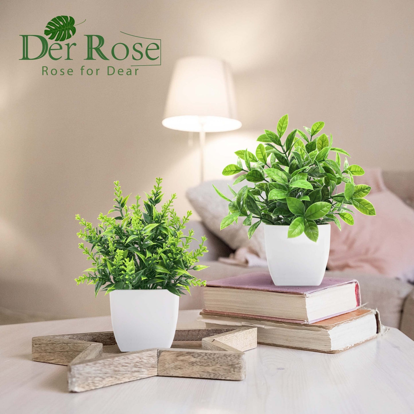Der Rose 8 Pack Fake Plants Small Artificial Faux Potted Plants for Home Office Farmhouse Bathroom Bedroom Decor Indoor