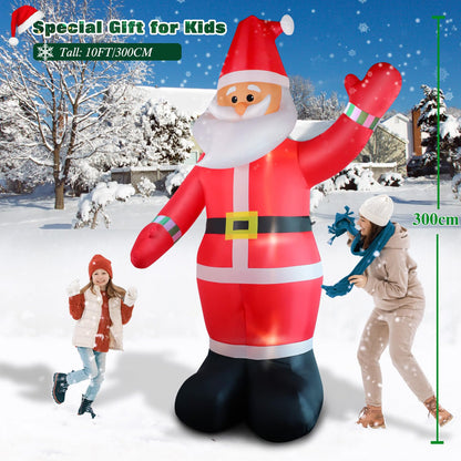 10FT Christmas Inflatables Santa Claus Outdoor Decoration, Giant Blow up Santa Claus with Built-in LED Lights, Classic Xmas Decor for Yard Garden Lawn Hall Plaza Mall Holiday Party, Inflates Quickly