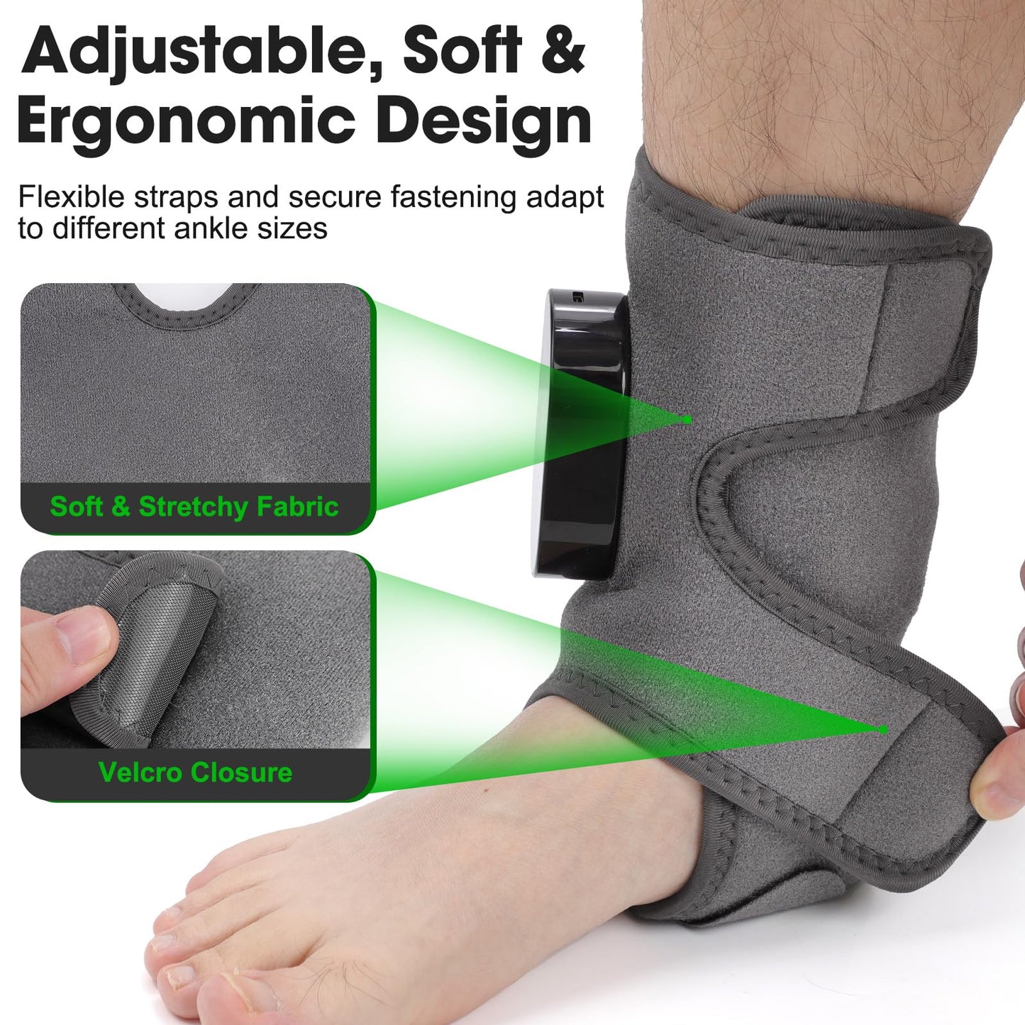 Cordless Ankle Massager for Pain Relief, Heated Foot Massager for Neuropathy, Foot and Ankle Massager with Heat, Ankle Heating Pad with Massage, HSA Eligible FSA, 6 Heats, 3 Massages, Single One