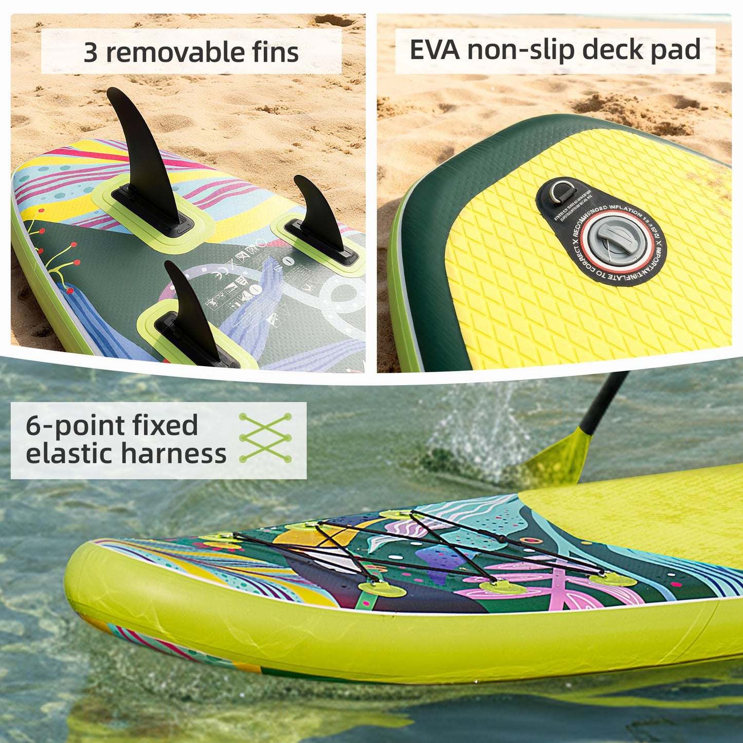 Aquajourney Inflatable Stand Up Paddle Board 10'6", Lightweight & Stable with 3-Fin Maneuverability, Complete Paddleboard Accessories for Adults & Youth, Ideal Outdoor Gift