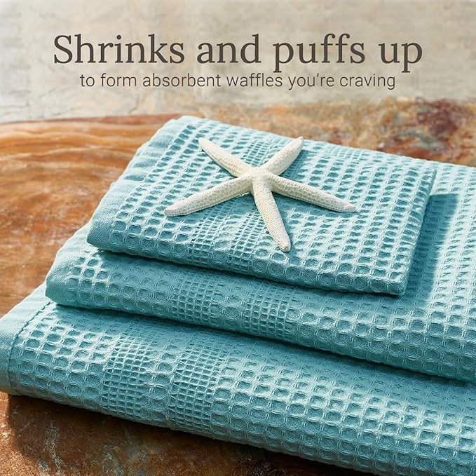 GILDEN TREE Waffle Towel Set Quick Dry Thin | 2 Bath Towels | 2 Hand Towels | 2