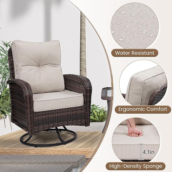 wildformers Luxury Outdoor Swivel Wicker Glider Patio Chairs