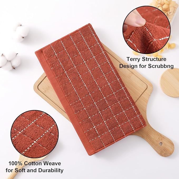 Homaxy 100% Cotton Terry Kitchen Dish Cloths, Ultra Soft and Absorbent Dish