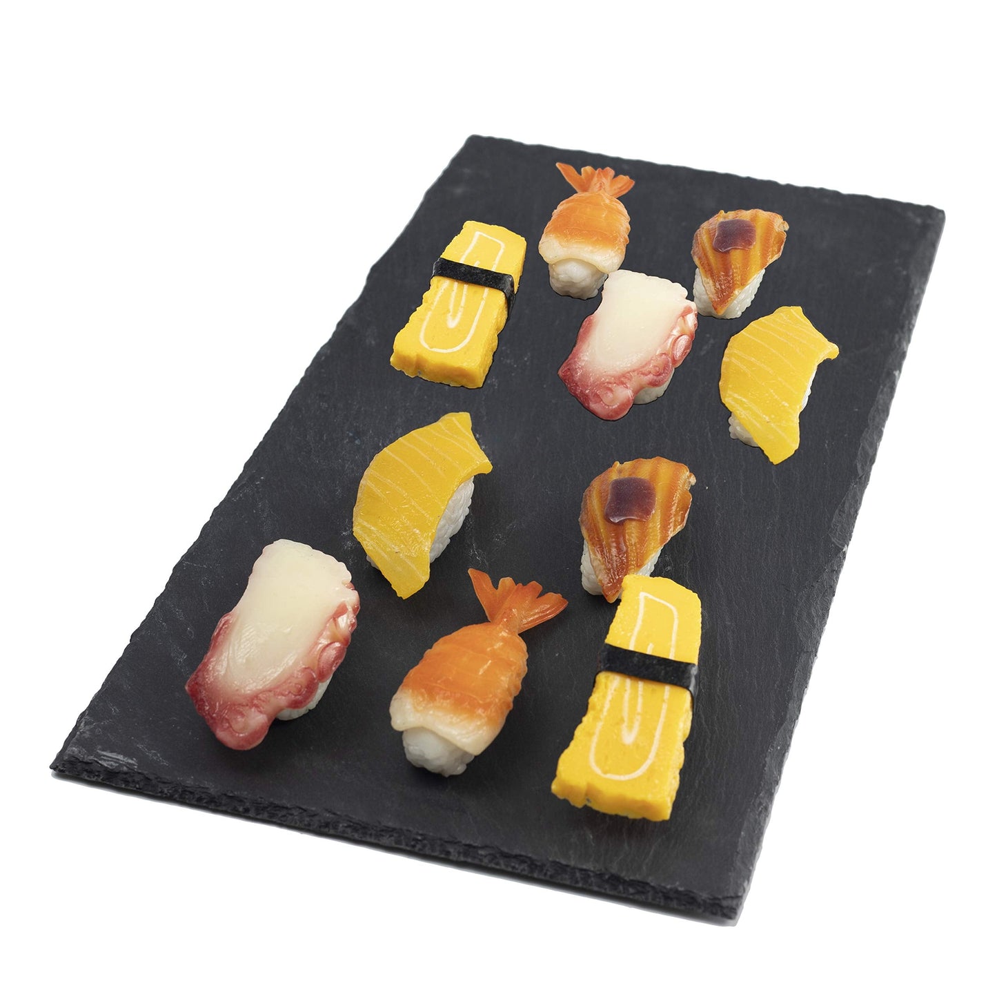 2 Pcs Slate Cheese Boards, 40 x 30 cm (15.7 x 11.8 in) Charcuterie Tray with Natural Edge, Black Stone Rock Style sushi Plates for Kitchen Dining Party, Fruit, Appetizers Dried, Fruits, Sushi, Bread