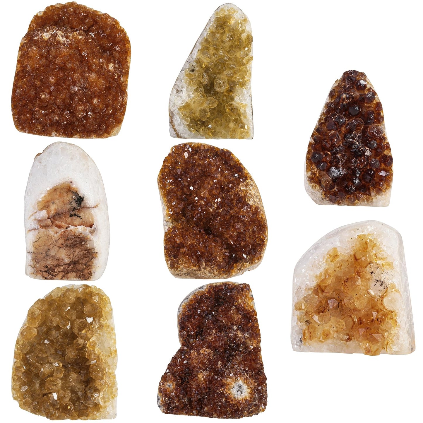 Nupuyai 301-400g Natural Citrine Crystal Geode Cluster Upright Irregular Stone Decor Mineral Specimen for Home Office Relax