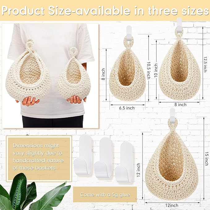 Honeydak Boho Decor Hanging Wall Baskets