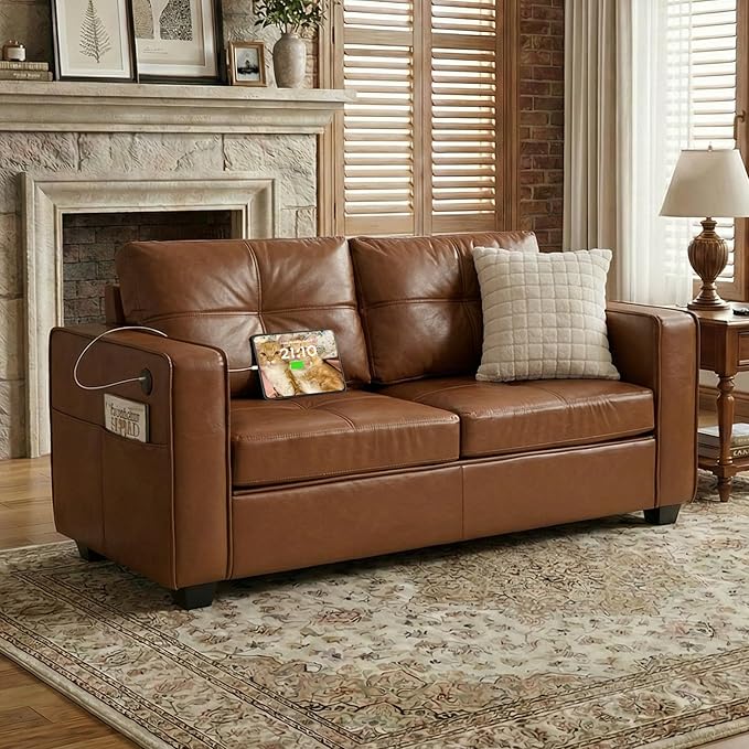 TYBOATLE 65" Faux Leather Love Seat Sofa