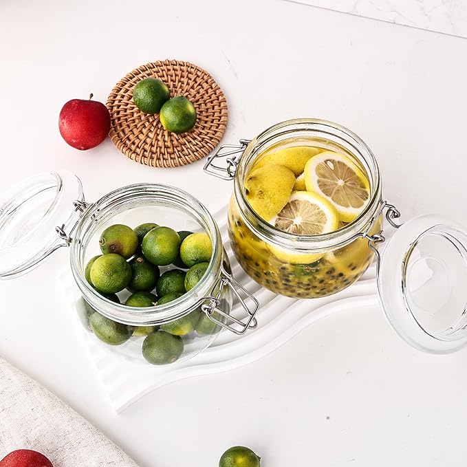 Liuruiyu 16oz - 6 Pack Round Glass Jars
