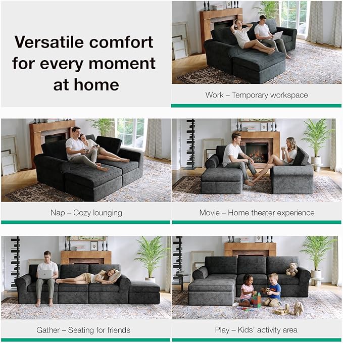 Novilla 138" Modular Sectional Sofa, Modular Sectional Couches