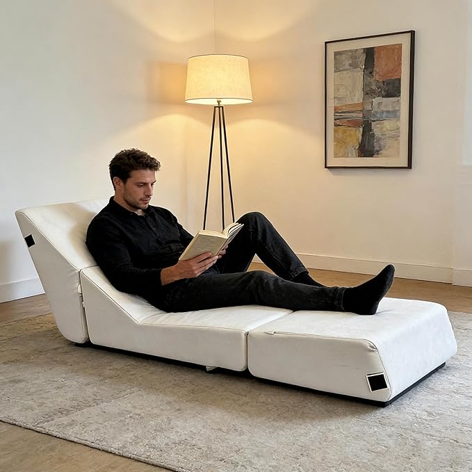 jela Luxury Indoor Chaise Lounge, Foldable Sofa Bed Chair