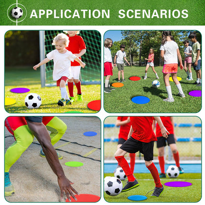 PIKZH Poly Spot Markers 4 inch 24 Pcs Non-Slip Rubber Agility Training Markers Floor Dots Flat Field Cones for Football, Soccer, Basketball, School Exercise Drills, Gym Dance Practice TPE