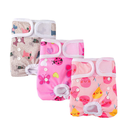 COMSLE Dog Nappies Female Small 3 Pack, Dog Period Heat Pants in Season, Super Absorbent & Adjustable Sanitary Reusable Doggy Puppy Diapers